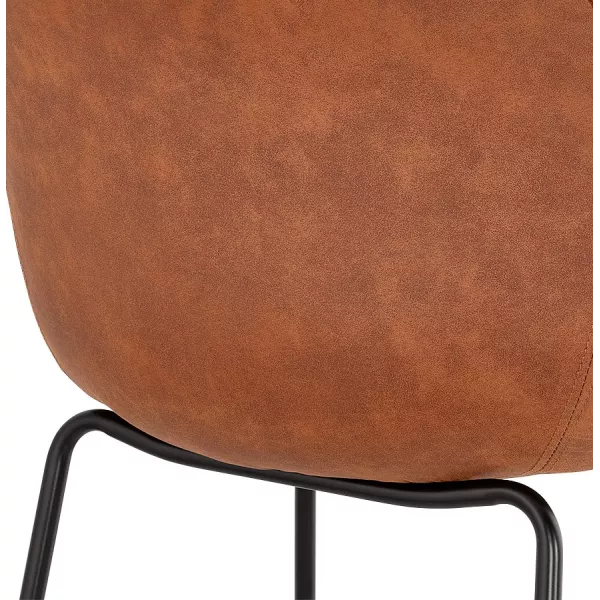 Tabouret de bar design avec accoudoirs en microfibre pieds métal noir TANOU (marron)