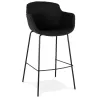 Tabouret de bar design avec accoudoirs en tissu pieds métal noir PONZA (noir)