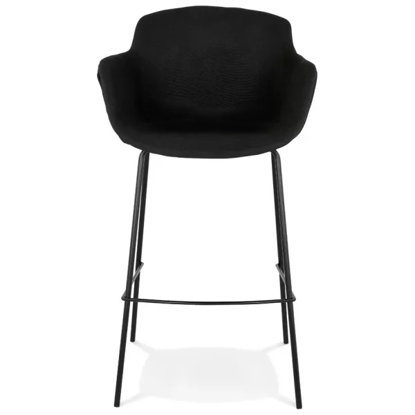 Tabouret de bar design avec accoudoirs en tissu pieds métal noir PONZA (noir)