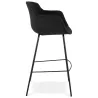 Tabouret de bar design avec accoudoirs en tissu pieds métal noir PONZA (noir)