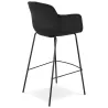 Tabouret de bar design avec accoudoirs en tissu pieds métal noir PONZA (noir)