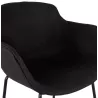 Tabouret de bar design avec accoudoirs en tissu pieds métal noir PONZA (noir)