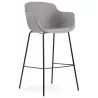 Tabouret de bar design avec accoudoirs en tissu pieds métal noir PONZA (gris)