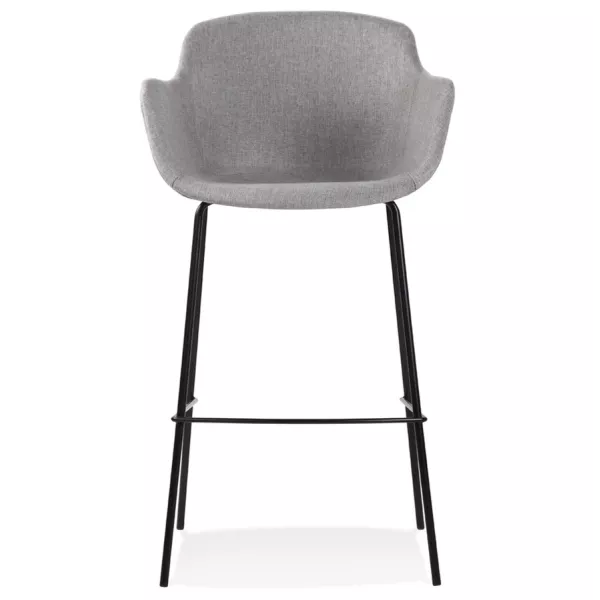 Tabouret de bar design avec accoudoirs en tissu pieds métal noir PONZA (gris)