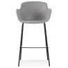 Tabouret de bar design avec accoudoirs en tissu pieds métal noir PONZA (gris)