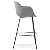 Tabouret de bar design avec accoudoirs en tissu pieds métal noir PONZA (gris)