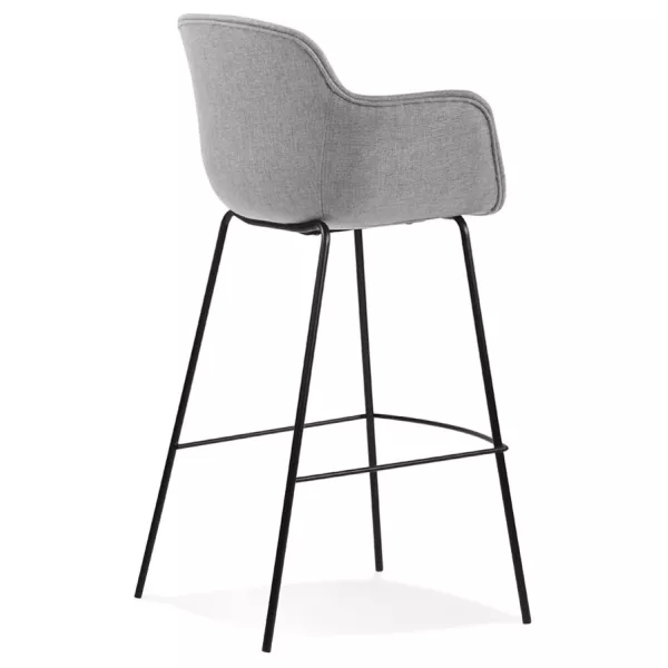 Tabouret de bar design avec accoudoirs en tissu pieds métal noir PONZA (gris)