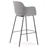 Tabouret de bar design avec accoudoirs en tissu pieds métal noir PONZA (gris)