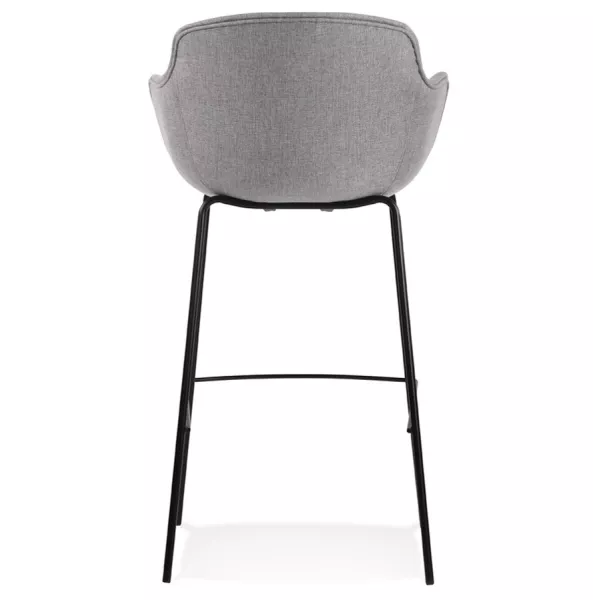 Tabouret de bar design avec accoudoirs en tissu pieds métal noir PONZA (gris)