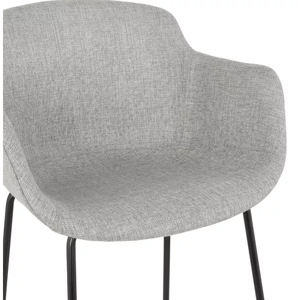 Tabouret de bar design avec accoudoirs en tissu pieds métal noir PONZA (gris)