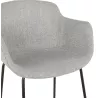 Tabouret de bar design avec accoudoirs en tissu pieds métal noir PONZA (gris)