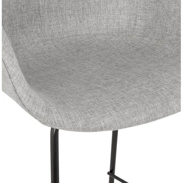 Tabouret de bar design avec accoudoirs en tissu pieds métal noir PONZA (gris)