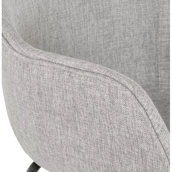 Tabouret de bar design avec accoudoirs en tissu pieds métal noir PONZA (gris)