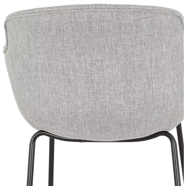 Tabouret de bar design avec accoudoirs en tissu pieds métal noir PONZA (gris)