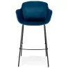 Tabouret de bar design avec accoudoirs en velours pieds métal noir CALOI (bleu)