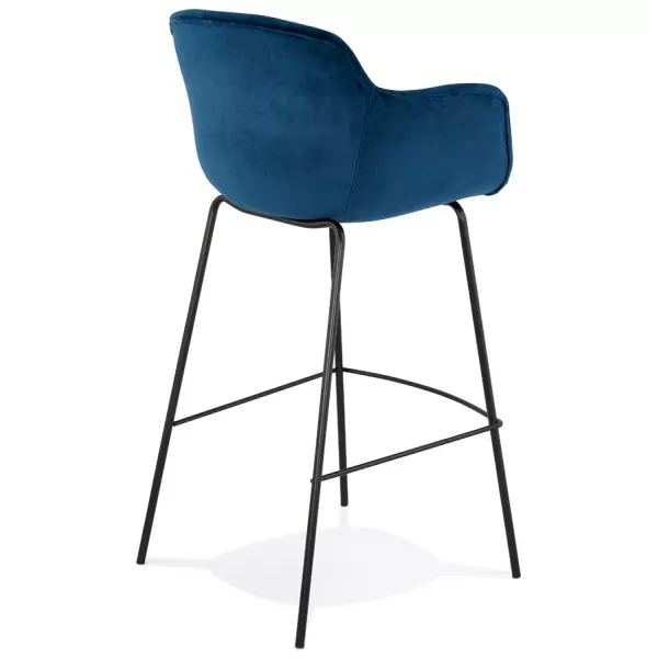 Tabouret de bar design avec accoudoirs en velours pieds métal noir CALOI (bleu)