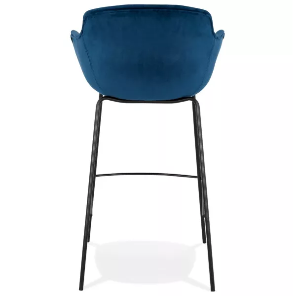 Tabouret de bar design avec accoudoirs en velours pieds métal noir CALOI (bleu)