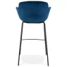 Tabouret de bar design avec accoudoirs en velours pieds métal noir CALOI (bleu)