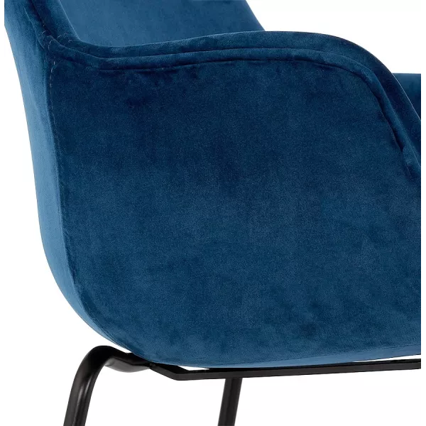 Tabouret de bar design avec accoudoirs en velours pieds métal noir CALOI (bleu)