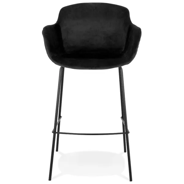 Tabouret de bar design avec accoudoirs en velours pieds métal noir CALOI (noir)