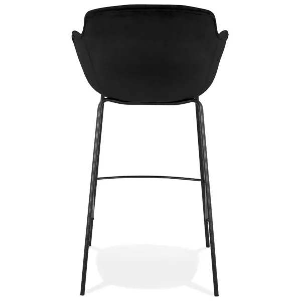 Tabouret de bar design avec accoudoirs en velours pieds métal noir CALOI (noir)