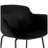 Tabouret de bar design avec accoudoirs en velours pieds métal noir CALOI (noir)