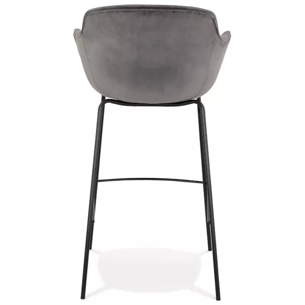 Tabouret de bar design avec accoudoirs en velours pieds métal noir CALOI (gris)