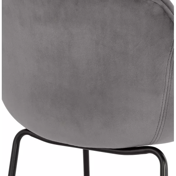 Tabouret de bar design avec accoudoirs en velours pieds métal noir CALOI (gris)