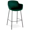 Tabouret de bar design avec accoudoirs en velours pieds métal noir CALOI (vert)