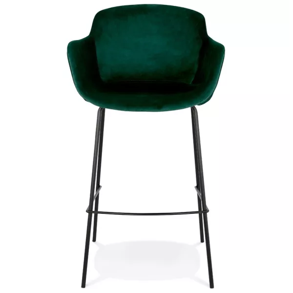 Tabouret de bar design avec accoudoirs en velours pieds métal noir CALOI (vert)