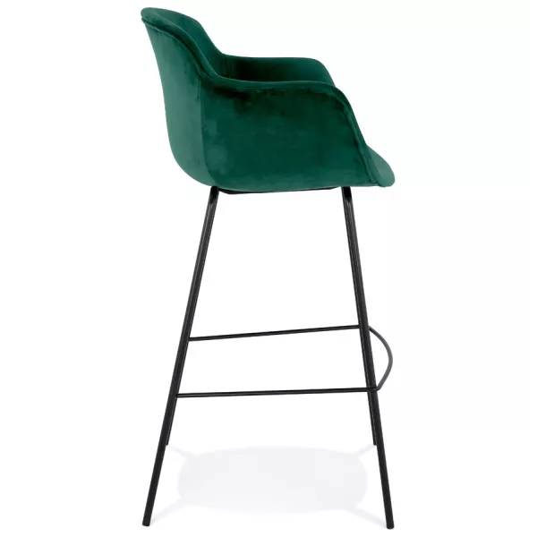 Tabouret de bar design avec accoudoirs en velours pieds métal noir CALOI (vert)