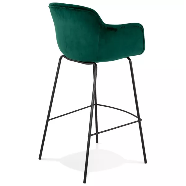 Tabouret de bar design avec accoudoirs en velours pieds métal noir CALOI (vert)