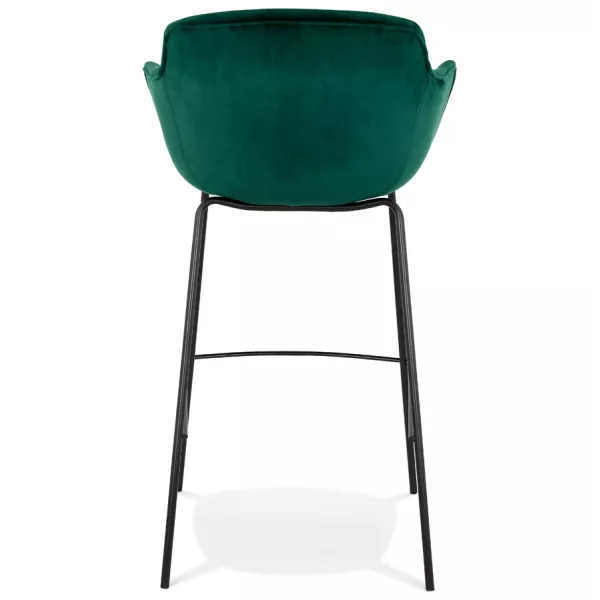 Tabouret de bar design avec accoudoirs en velours pieds métal noir CALOI (vert)