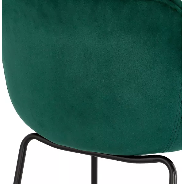 Tabouret de bar design avec accoudoirs en velours pieds métal noir CALOI (vert)