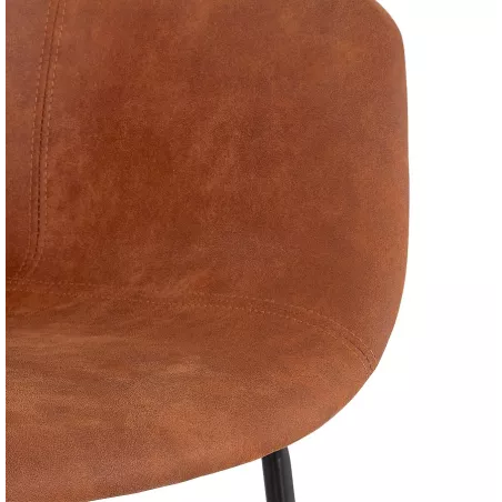 Tabouret snack mi-hauteur design avec accoudoirs en microfibre pieds métal noir TANOU MINI (marron)