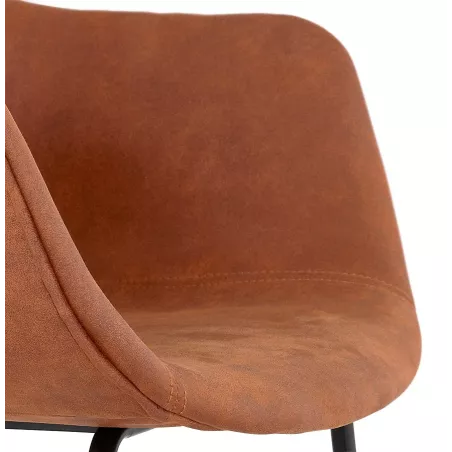 Tabouret snack mi-hauteur design avec accoudoirs en microfibre pieds métal noir TANOU MINI (marron)