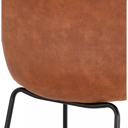 Tabouret snack mi-hauteur design avec accoudoirs en microfibre pieds métal noir TANOU MINI (marron)