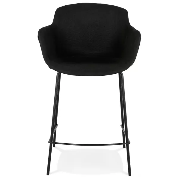 Tabouret snack mi-hauteur design avec accoudoirs en tissu pieds métal noir CHIL MINI (noir)