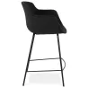 Tabouret snack mi-hauteur design avec accoudoirs en tissu pieds métal noir CHIL MINI (noir)