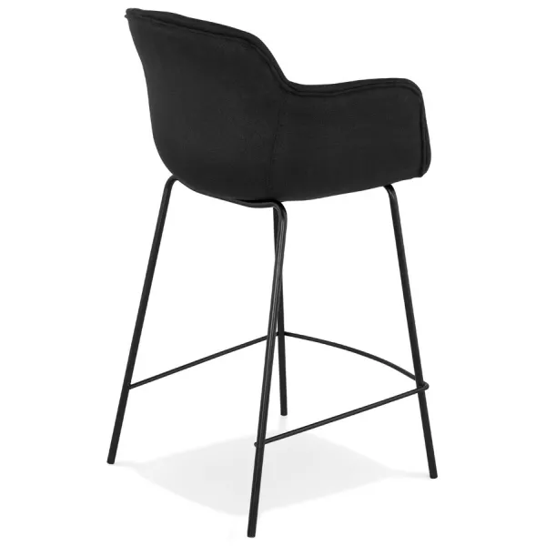 Tabouret snack mi-hauteur design avec accoudoirs en tissu pieds métal noir CHIL MINI (noir)