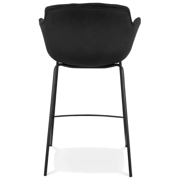 Tabouret snack mi-hauteur design avec accoudoirs en tissu pieds métal noir CHIL MINI (noir)