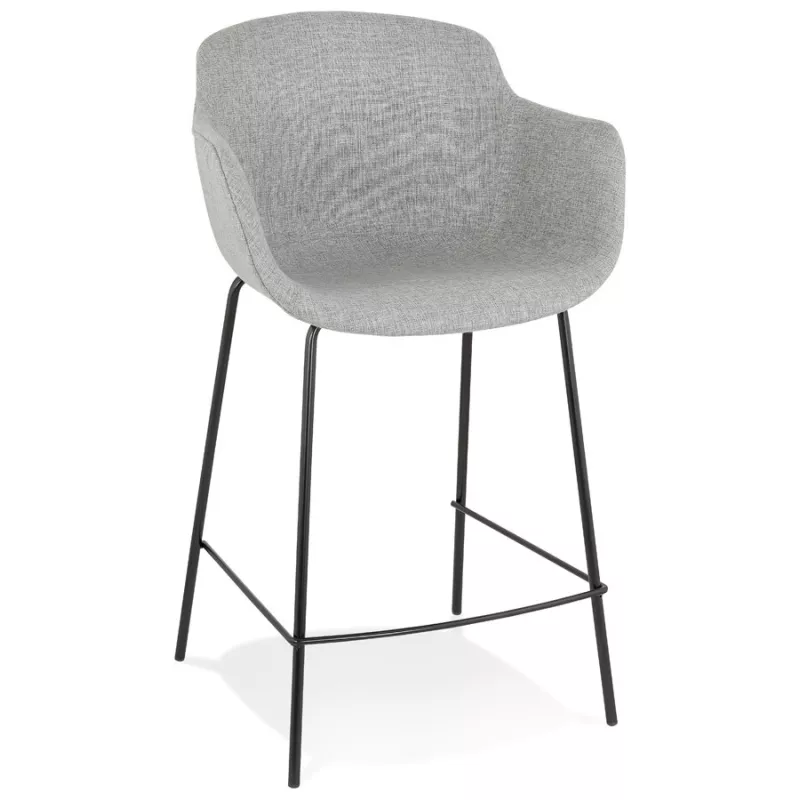 Tabouret snack mi-hauteur design avec accoudoirs en tissu pieds métal noir CHIL MINI (gris)