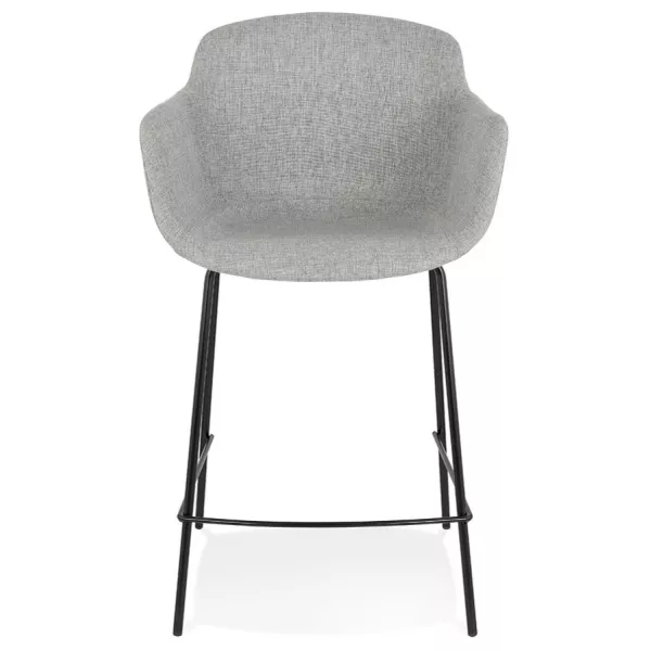 Tabouret snack mi-hauteur design avec accoudoirs en tissu pieds métal noir CHIL MINI (gris)