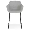 Tabouret snack mi-hauteur design avec accoudoirs en tissu pieds métal noir CHIL MINI (gris)