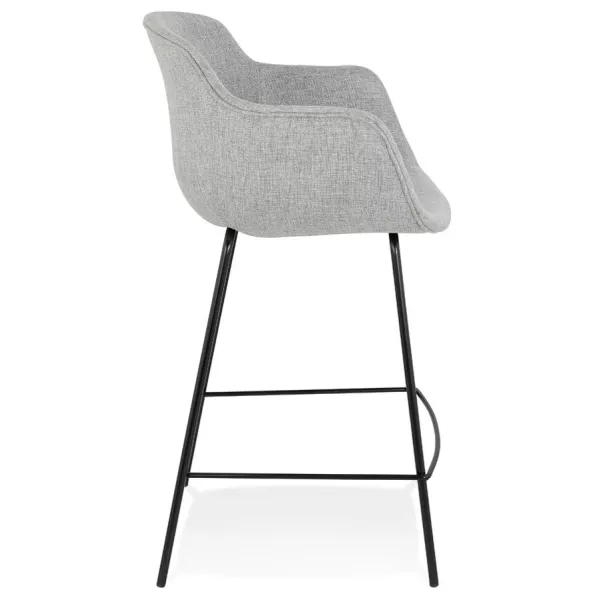 Tabouret snack mi-hauteur design avec accoudoirs en tissu pieds métal noir CHIL MINI (gris)