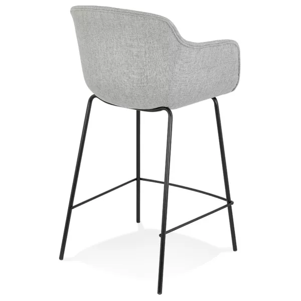 Tabouret snack mi-hauteur design avec accoudoirs en tissu pieds métal noir CHIL MINI (gris)