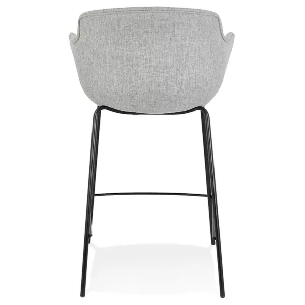 Tabouret snack mi-hauteur design avec accoudoirs en tissu pieds métal noir CHIL MINI (gris)