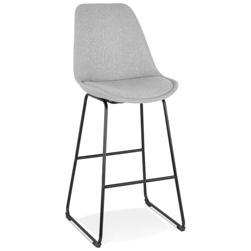 Tabouret de bar industriel pieds métal noir LYDON (gris)