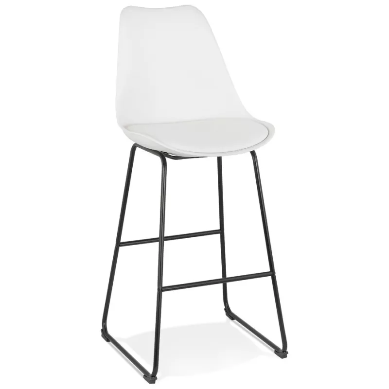 Tabouret de bar industriel pieds métal noir LYDON (blanc)