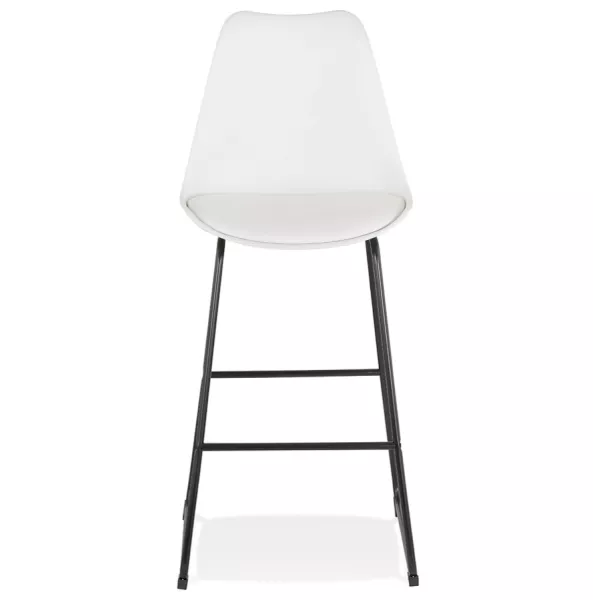 Tabouret de bar industriel pieds métal noir LYDON (blanc)